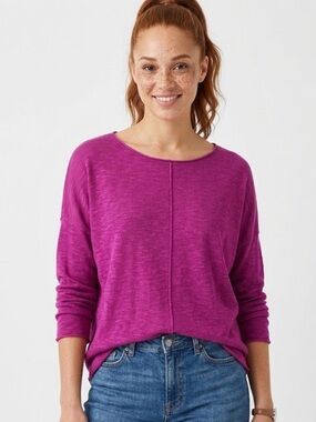Eileen Fisher Raspberry Kiss Organic Linen Sweater - Size Medium